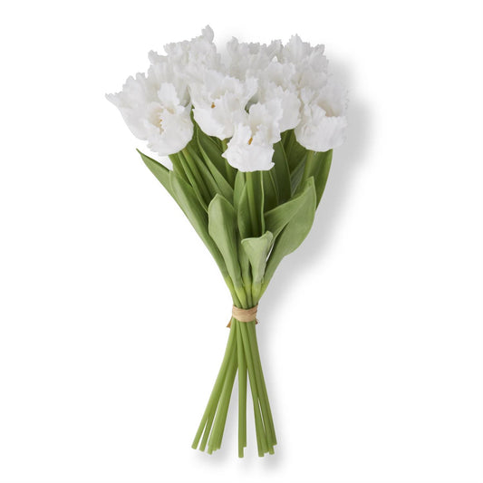 13 Inch White Real Touch Parrot Tulip Bundle (12 St