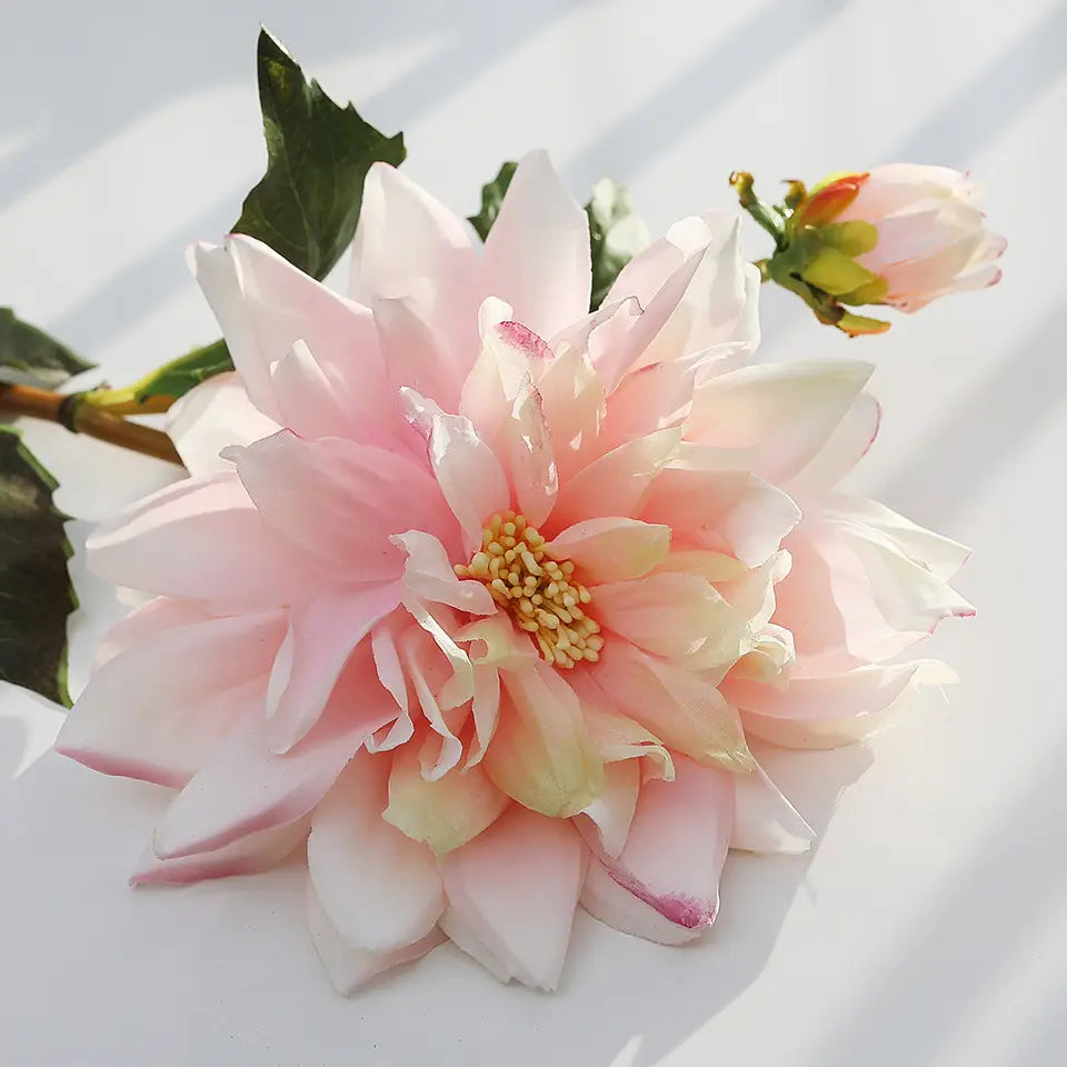 Peach Pink Faux Dahlia 20.5”