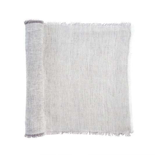 Lina Linen Runner, Grey Stripe