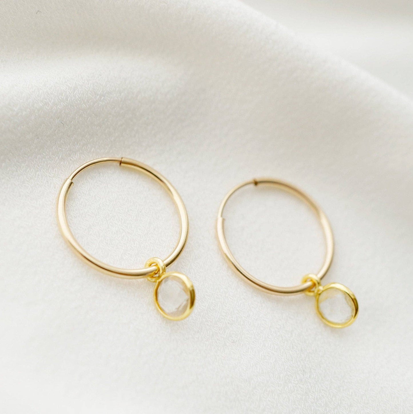 Quartz 14K Gold Fill Hoop Earrings (Valais)