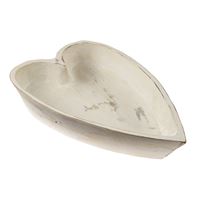 Wooden Heart Bowl Large |Whitewash