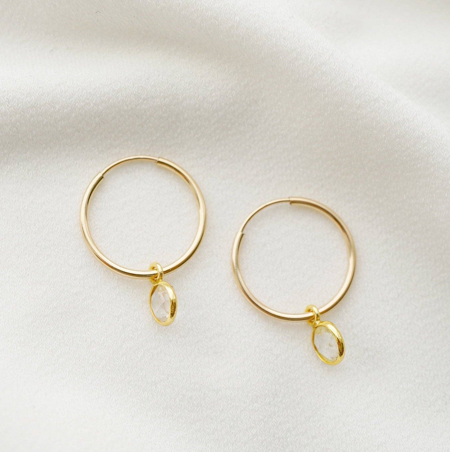 Quartz 14K Gold Fill Hoop Earrings (Valais)