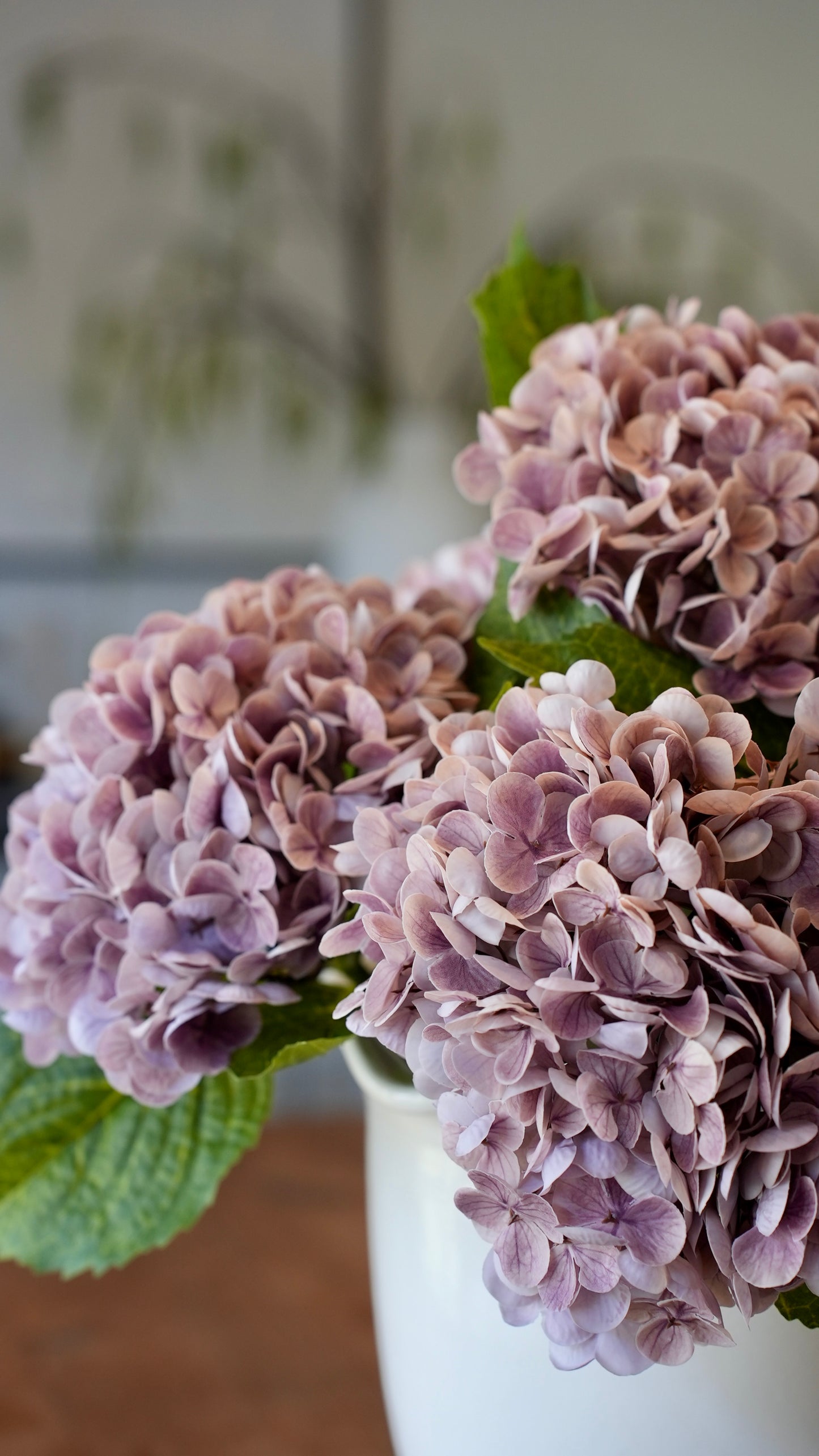 Faux Smoky Mauve Hydrangea Stem